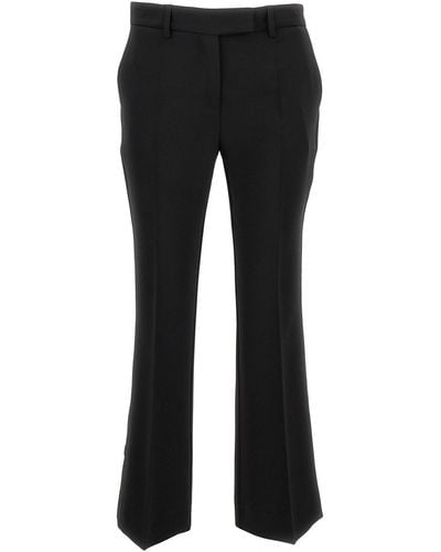 Plain 'Cady' Low Waist Flared Trousers - Black