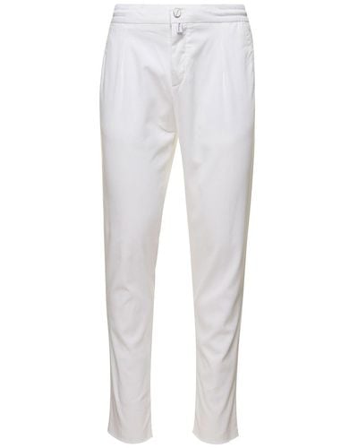Kiton Pantalone Slim Con Vita Elasticizzata - Bianco