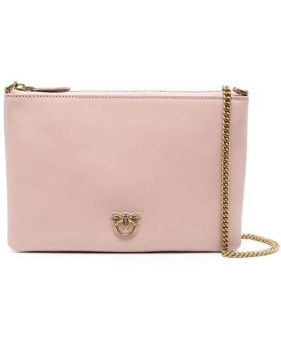 Pinko 'Flat Love Bag' Shoulder Bag With Logo Patch - Pink