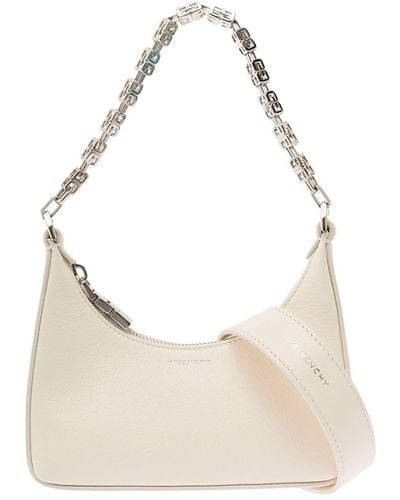 Givenchy 'moon Cut-out' Mini Crossbody Bag With G Cube Chain In Leather - Natural
