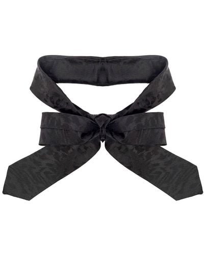 Saint Laurent Tapered Tie With All-Over Leopard Motif - Black