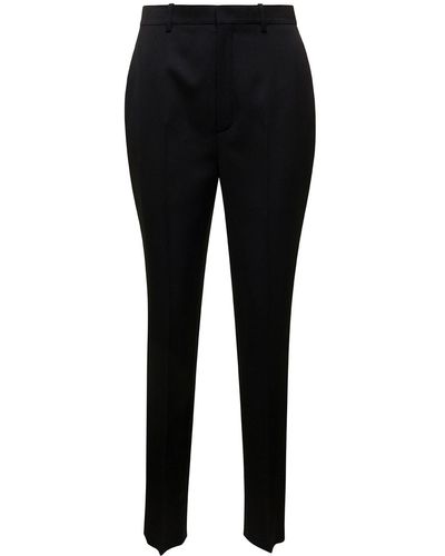 Saint Laurent Tailored Trousers With Welt Pockets In Wool - Black