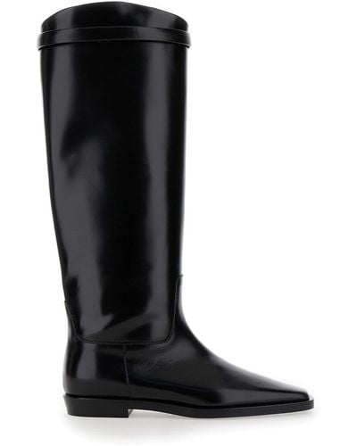 Totême 'The Riding Boot' Knee-High Boots With Embossed Logo - Black
