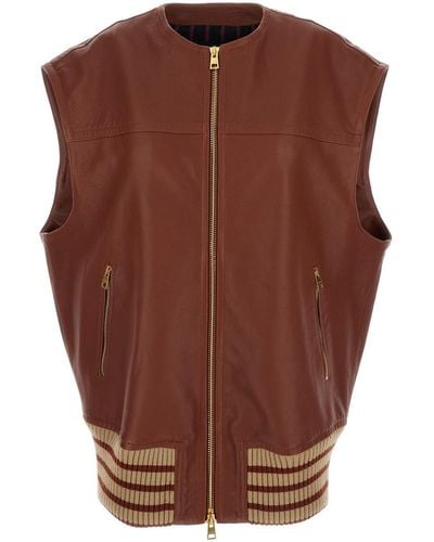 Etro Sleeveless Jacket With Rear Printed - Brown