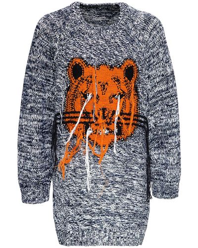 KENZO Abito in misto lana con stampa tiger - Multicolore