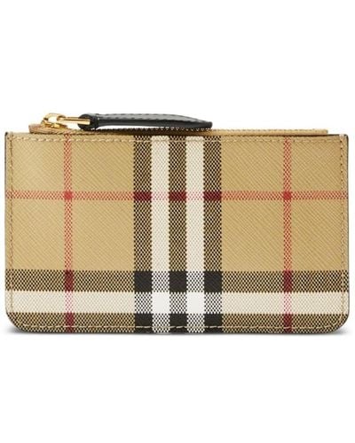 Burberry Coin Purse With Check Motif - White