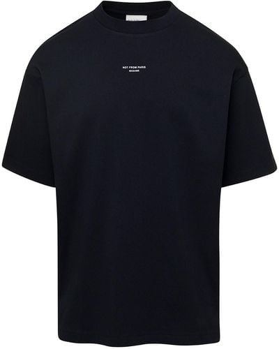 Drole de Monsieur T-shirt classica nfpm girocollo nera in cotone uomo - Blu