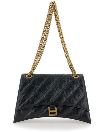 Balenciaga 'Crush M' Crossbody Bag With B Logo - Black