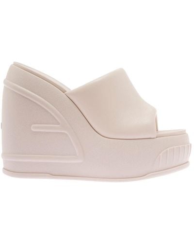 Fendi Fashion Show Leather Wedge Sandal - White