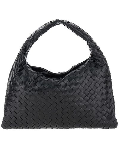 Bottega Veneta 'Hop Small' Shoulder Bag With Intreccio Motif In - Black
