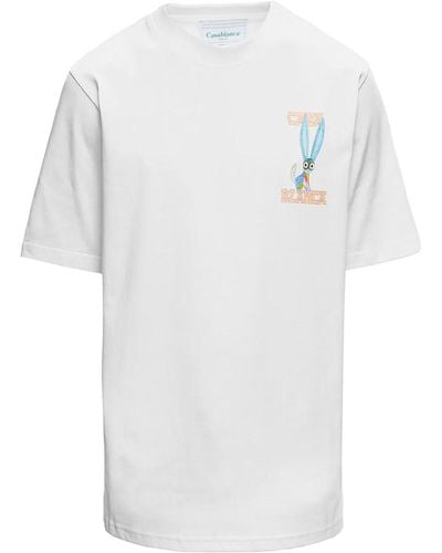 Casablancabrand T-shirt con stampa logo souvenir bianca in cotone donna - Bianco