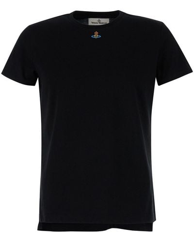 Vivienne Westwood T-Shirt Girocollo Con Ricamo Orb - Nero