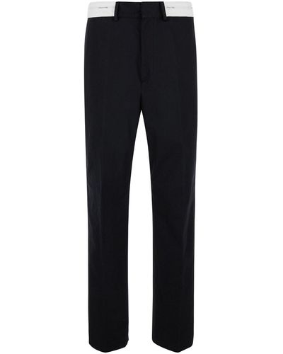 Palm Angels Tailored Trousers With Contrast Waist - Blue