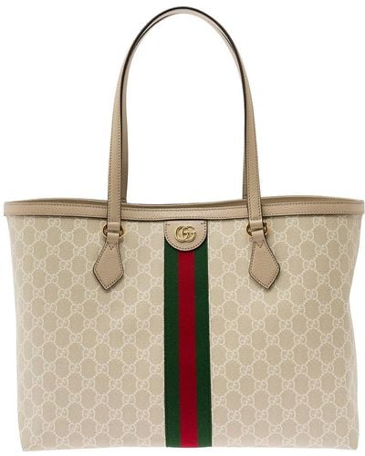 Gucci 'Ophidia Gg Medium' And Tote Bag With Logo Detail In - Natural