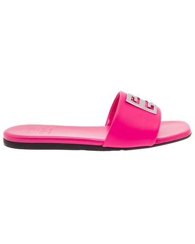 Givenchy 4g Flat Pink Leather Sandals Woman