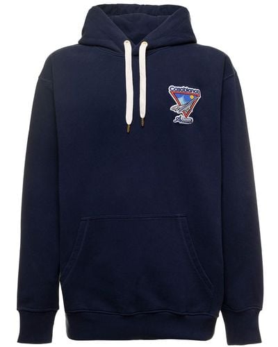 Casablancabrand Aiiiiir Embroidered Hooded Sweatshirt Navy Loopback Aiiiiir - Aiiiiir - Blue