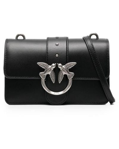 Pinko 'Mini Love Bag Icon' Shoulder Bag With Logo Patch - Black