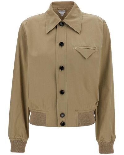 Bottega Veneta Blouson Jacket With Pointed Collar - Natural