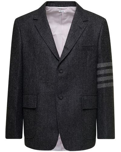 Thom Browne Unstructured Straight Fit Blazer - Black