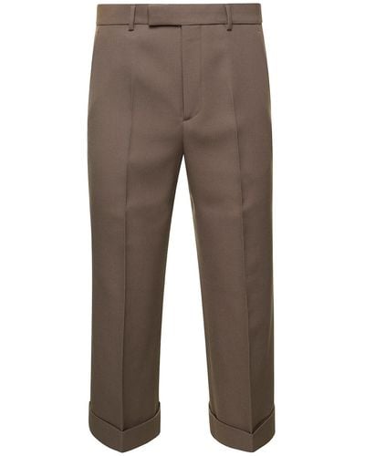 Gucci Textured Gabardine Cropped Pants - Gray