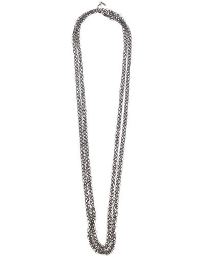 Brunello Cucinelli 'precious Loops' Gray Necklace In Brass Woman - White