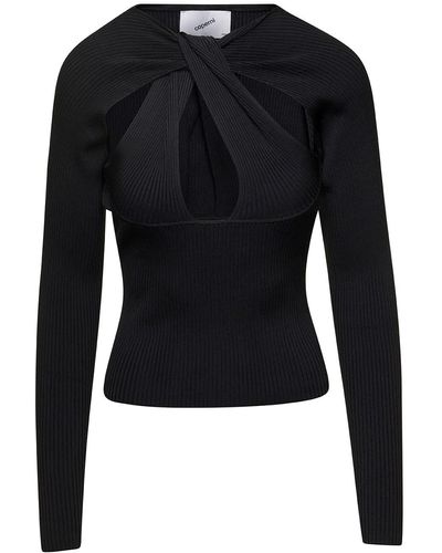 Coperni Long-Sleeve Top With Twisted Cut-Out Detail - Black