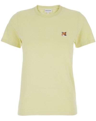 Maison Kitsuné T-Shirt With Fox Head Patch - Yellow