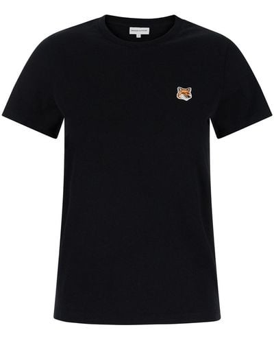 Maison Kitsuné T-Shirt Girocollo Con Patch Fox Head - Nero