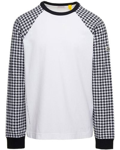 Moncler Genius Long Sleeve T-Shirt With Houndstooth Pattern On - Black