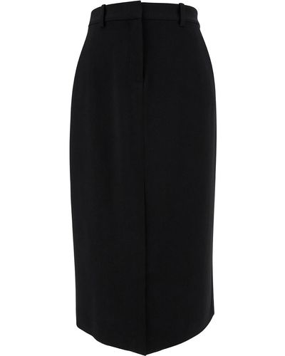 Theory Midi Straight Skirt With Front Split - Black