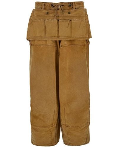 Needles Jeans With Apron Detail And Logo Patch - Natural