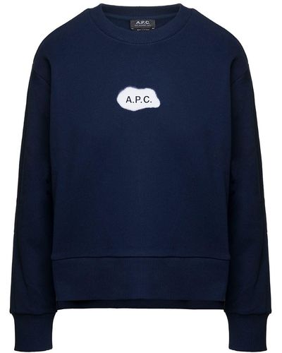 A.P.C. 'Sibylle' Crewneck Sweatshirt With Logo Print - Blue