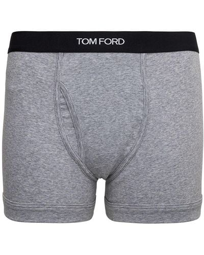 Tom Ford Gray Cotton Boxer With Logo