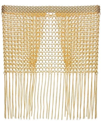 Silvia Gnecchi Chain Miniskirt With Fringes - Natural