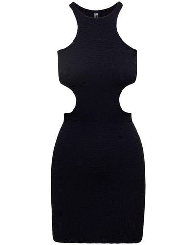 Reina Olga 'ele' Mini Sleeveless Dress With Cut-out In Stretch Polyamide - Blue