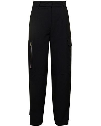 Plain Cargo Pants With Pockets - Black