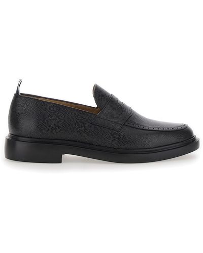 Thom Browne Slip-On Loafers With Loop Detail - Black