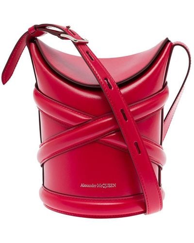 Alexander McQueen Woman's The Curve Small Leather Crossbody Bag - Red