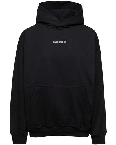 Balenciaga Hoodie With Printed Logo - Black