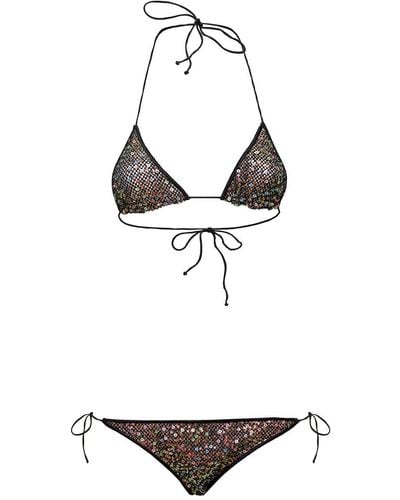 Oséree Costume bikini triangolo con pailletes all.-over in poliestere donna - Bianco