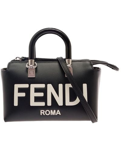 Fendi Small By The Way Mini Bag In Leather Woman - Black