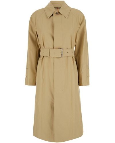 Burberry Trench Coat With Matching Belt - Natural