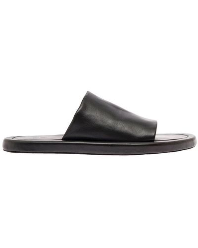 Balenciaga Men's Easy Slide Smooth Leather Sandals - Black