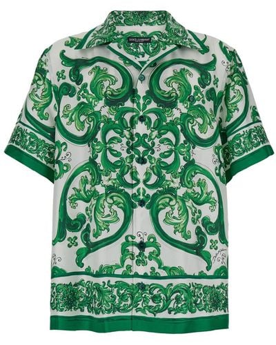 Dolce & Gabbana 'Palermo' And Bowling Shirt With Majolica - Green