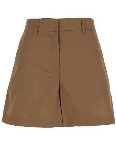 Plain Shorts With Belt Loops - Brown