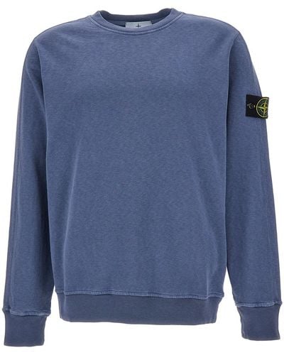 Stone Island Crewneck Sweatshirt With Logo Patch - Blue
