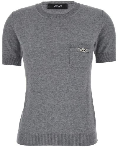 Versace T-Shirt With Medusa Detail - Grey