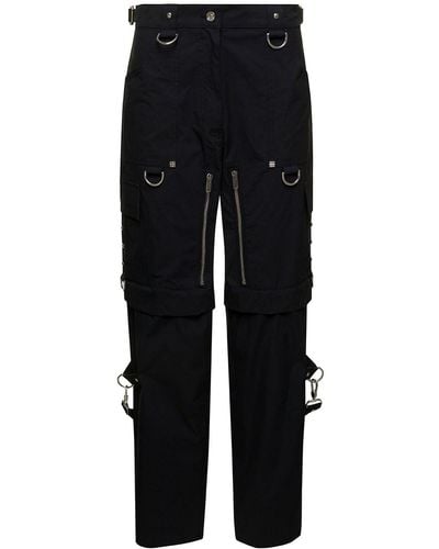 Givenchy Black Two In One Detachable Cargo Pants With Suspenders In Wool And Mohair