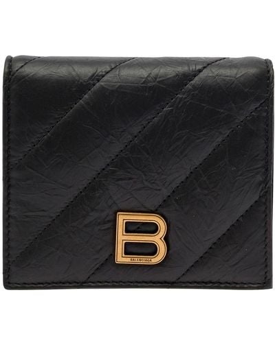 Balenciaga Card-Holder With Crush Flap - Black