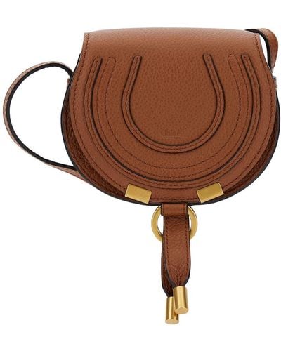 Chloé 'Nano Marcie' Leather Saddle Bag - Brown